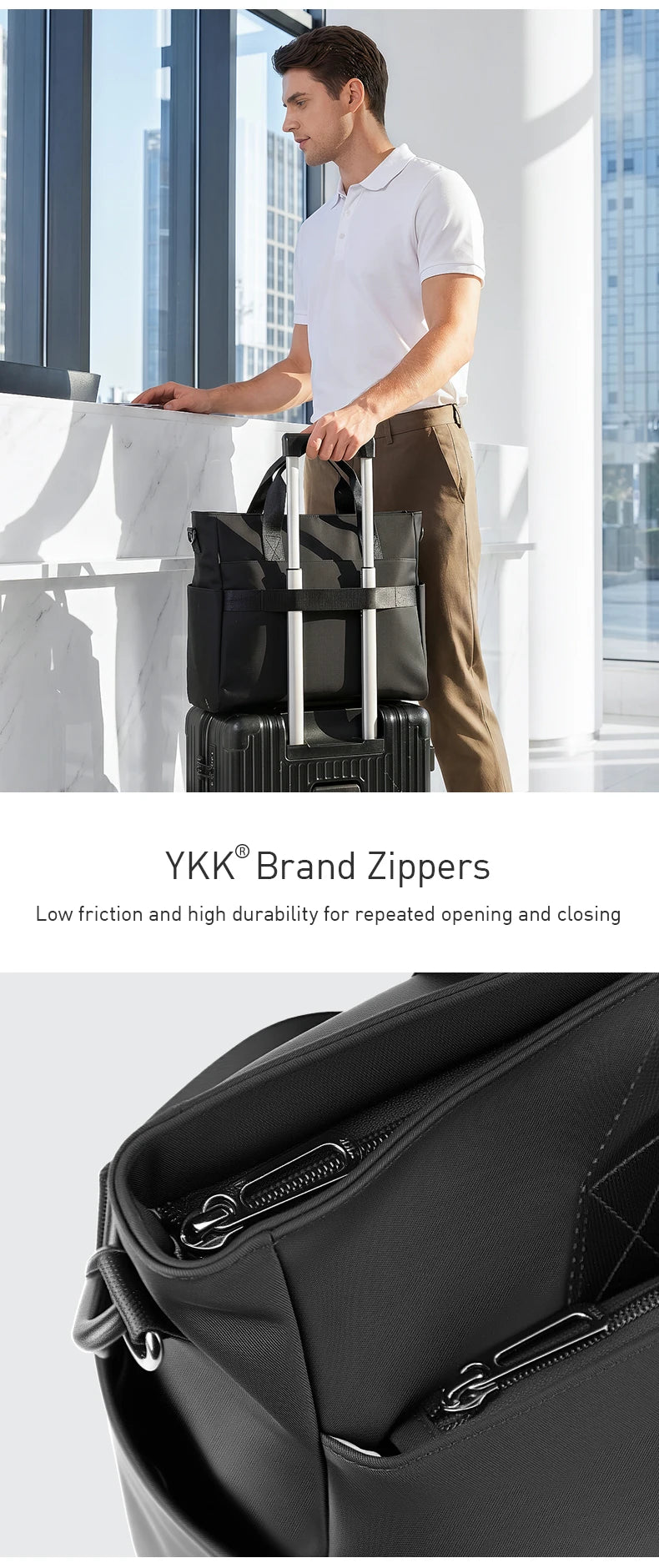 MARK RYDEN "Smooth Brief" Laptop Tote Bag Water Resistant Oxford Dual Side Pocket Business Handbag With Detachable Strap