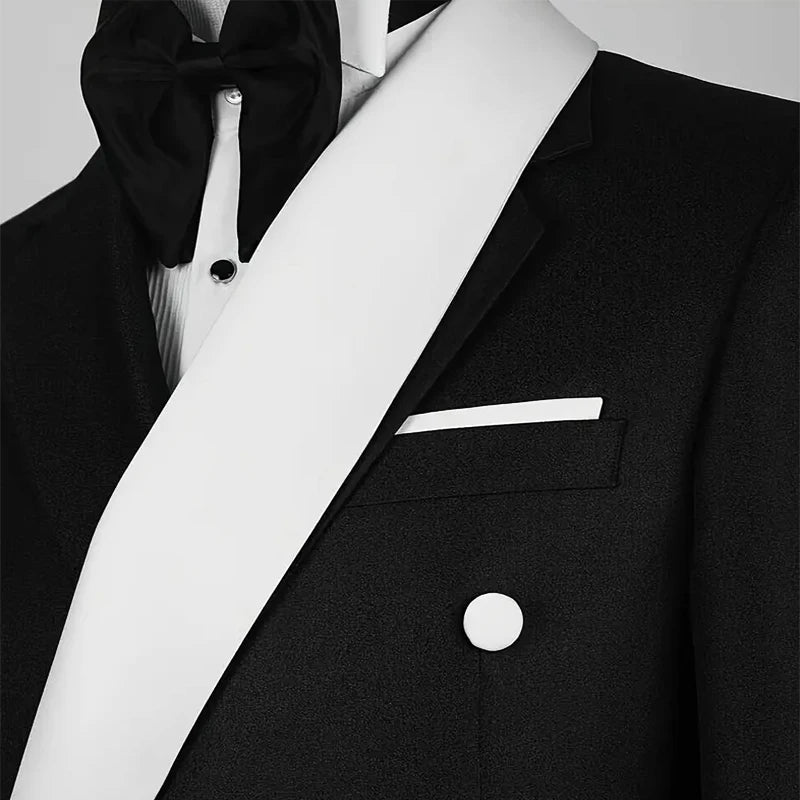 Suit Blazer Jacket Men's Black White Patchwork Suit Jacket Asymmetrical Design Blazer Stage Host Wedding Banquets Party Blazer