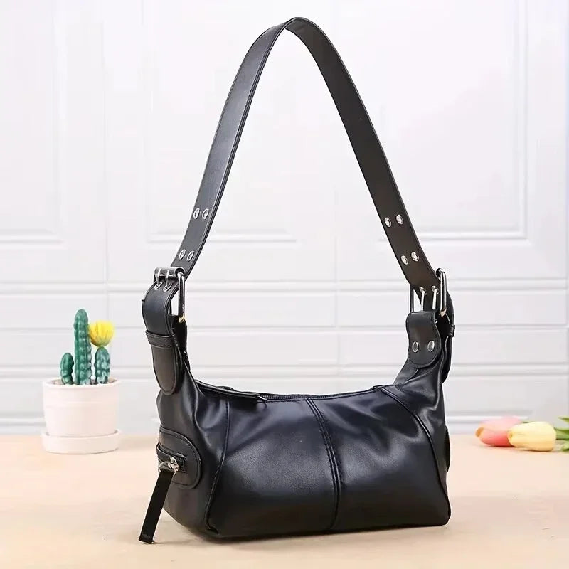 Y2K Style Shoulder Bag For Women Trendy Motorcycle Handbag Minimalist Shoulder Purse For Girls Street Wear