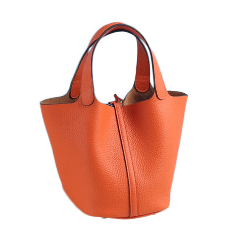 Fashion Classic Womens Bucket Bags Leather Lady Hand Bags High Quality Genuine Leather Luxury Ladies Top Handle Handbags