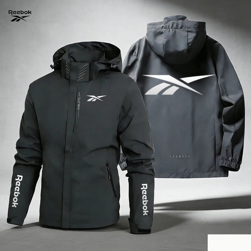 Reebok Motorcycle Jacket - Men's Hooded Windproof and Waterproof Jacket - Removable Hood Zipper - Suitable for Cycling, Mountain