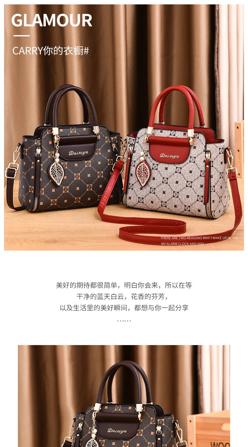 Fashionable Printed Women'S Handbag New High-Capacity Shoulder Bag Classic Retro Diagonal Cross Bag Urban Commuting Tote Bag