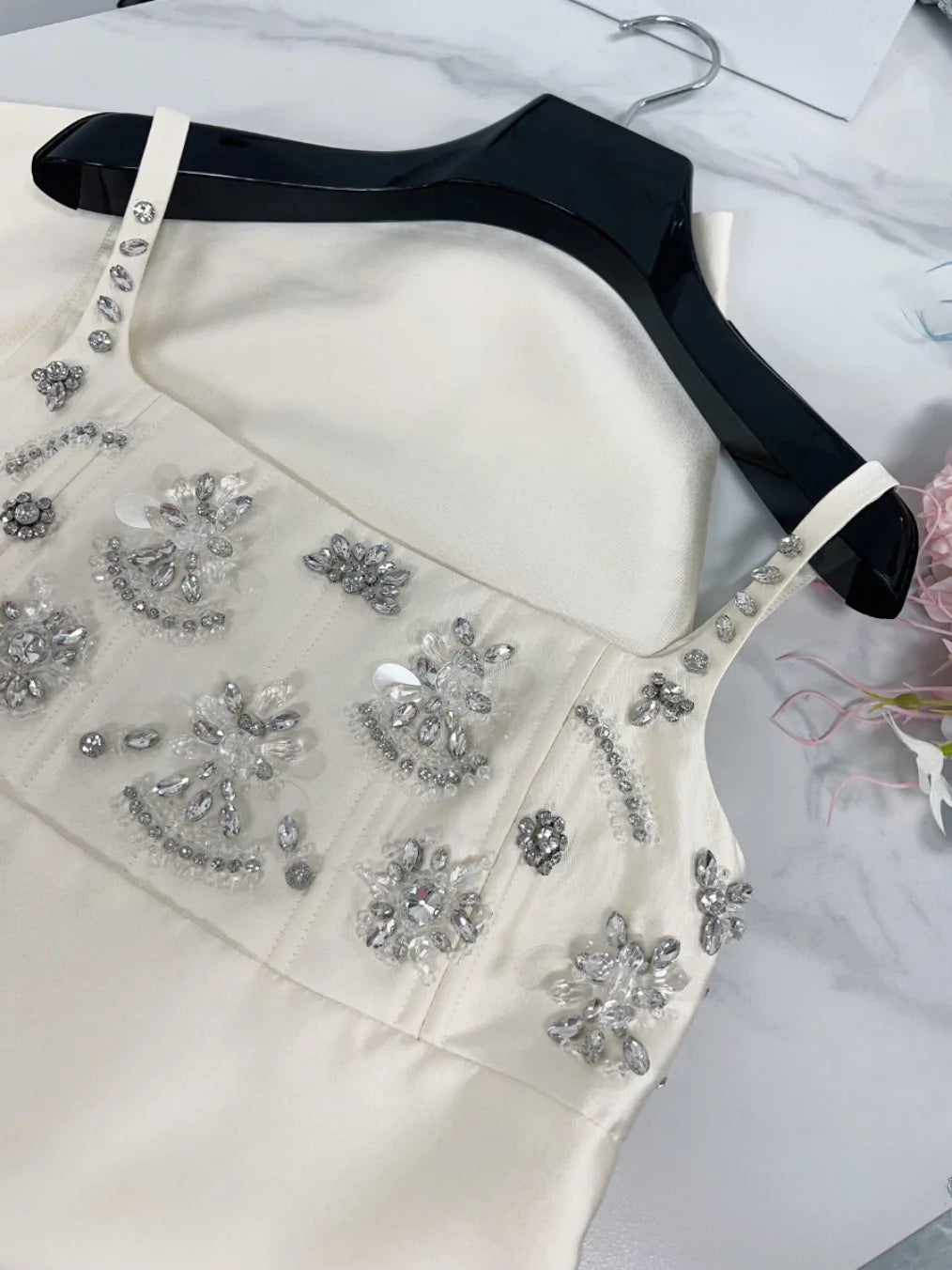 Summer New Sexy Sparkling Diamond High-Defn Beaded Acetate Strapl Gown for Women Par Ball Gown Dr