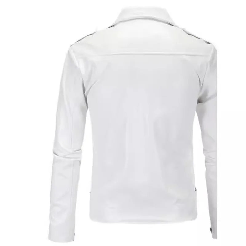 QICHE Men's Leather Jacket 2026 Slim PU Motorcycle Style Men's Jacket Fashion New Long Sleeve Casual Outerwear Coat For Men
