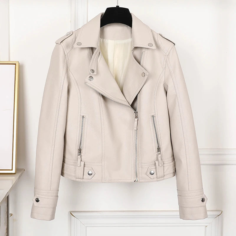 Black Faux Leather Jacket Women Y2K Retro Moto Biker Windproof Pu Leather Jackets Korean Street Cropped Outerwear Woman Clothes