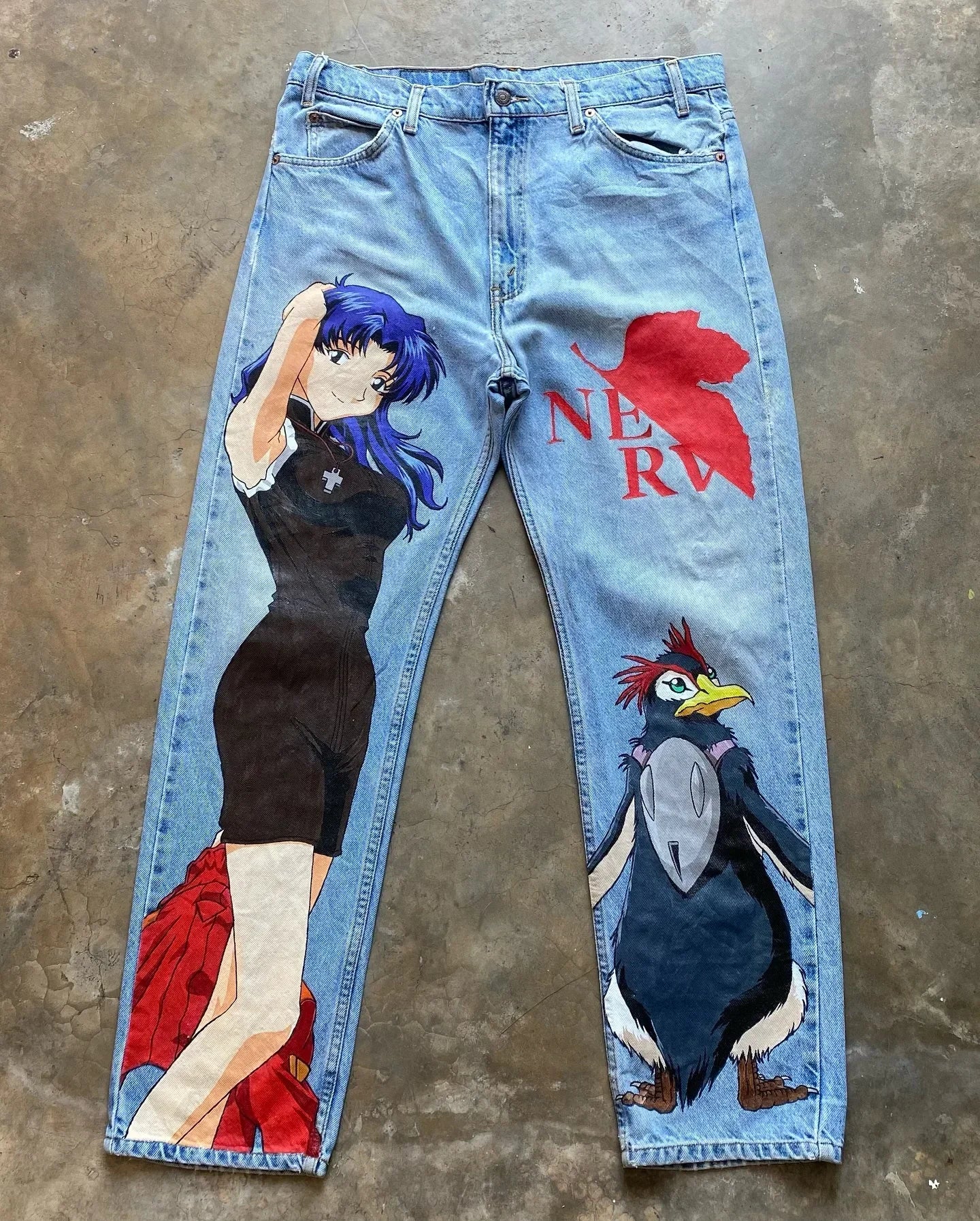 New Y2K Japanese Anime Cartoon Printing Men Loose Trend Jeans Street High Waist Women Pants Hip Hop Harajuku Men's Clothing