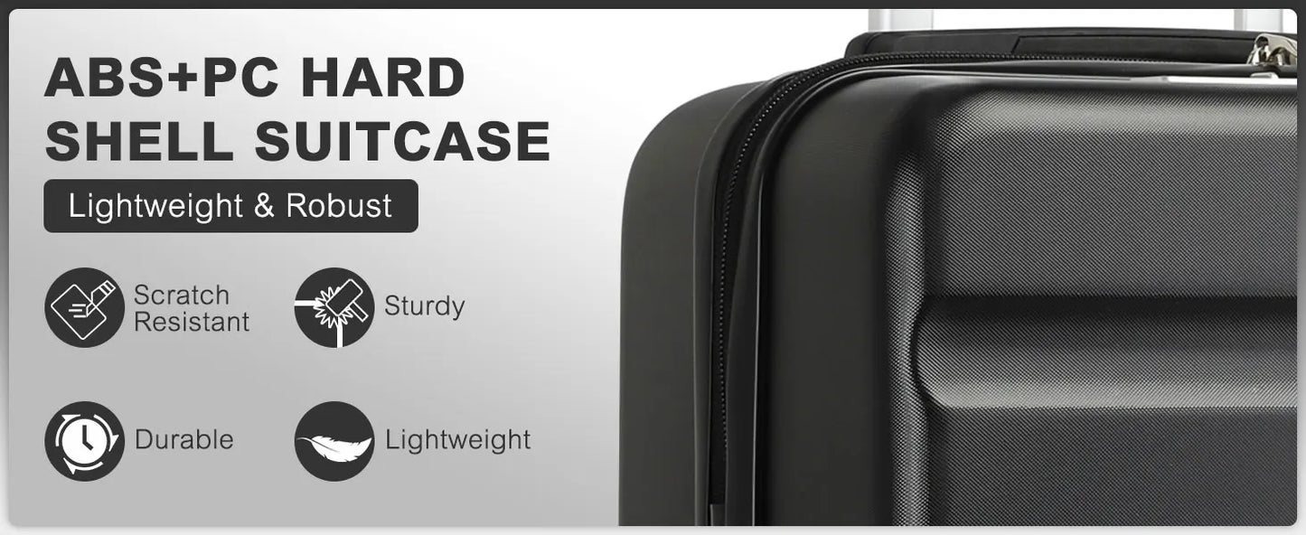 KONO hand luggage Suitcase-Lightweight hard case with TSA Lock & 4 spinner wheels, cabin-fit (55/65/75cm)