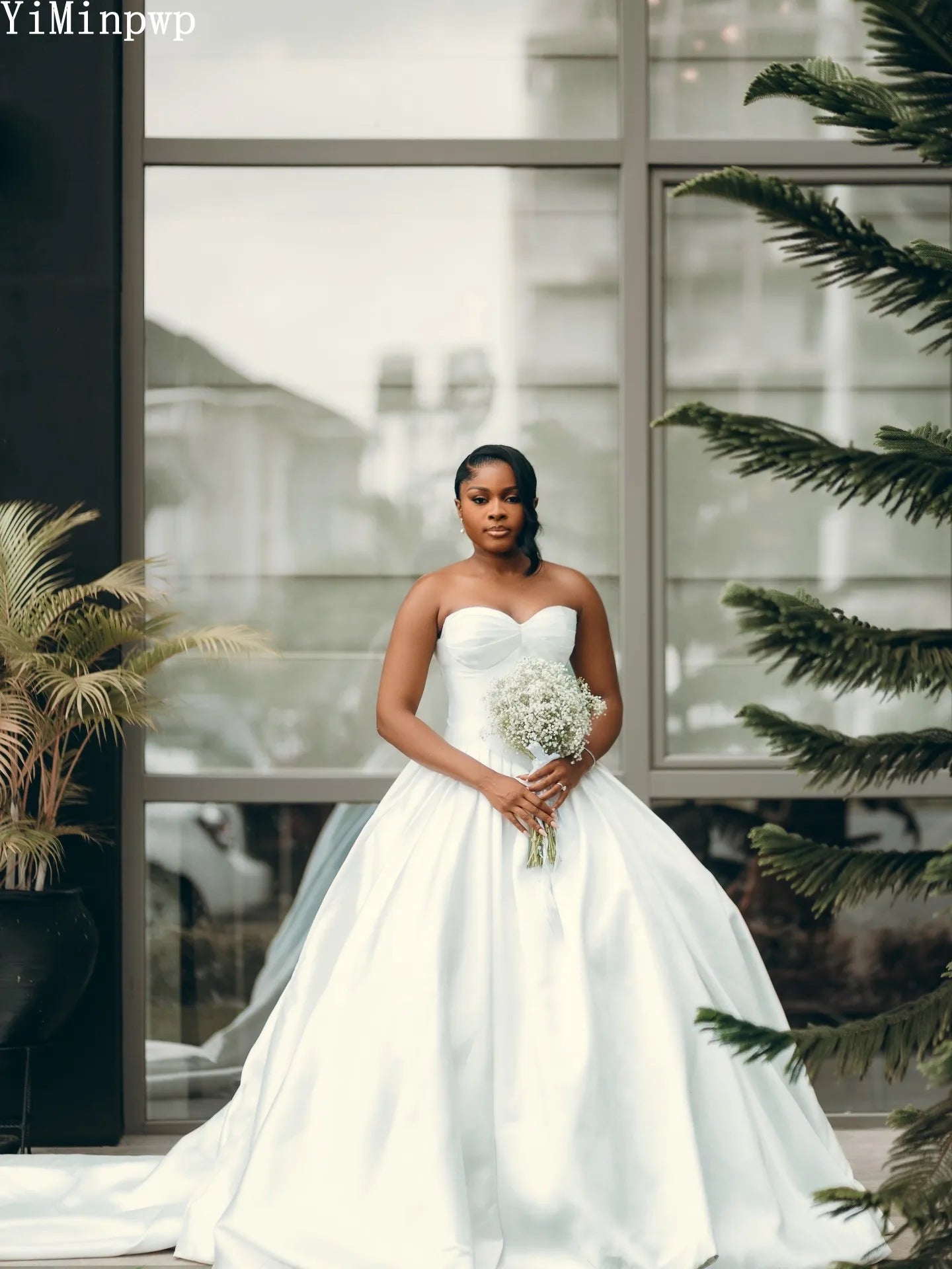 Simple White Wedding Dresses for Bride Sweetheart Drop-Waistline Corset Satin Summer Africa Bridal Ceremony Gown Customized