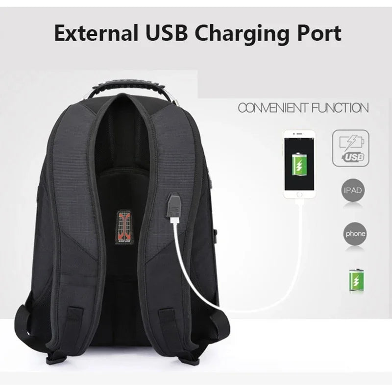 2026 Swiss-Multifunctional bags Durable 17 Inch Laptop Backpack, Travel Bag,College Bookbag,USB Charging Port,Water Resistant