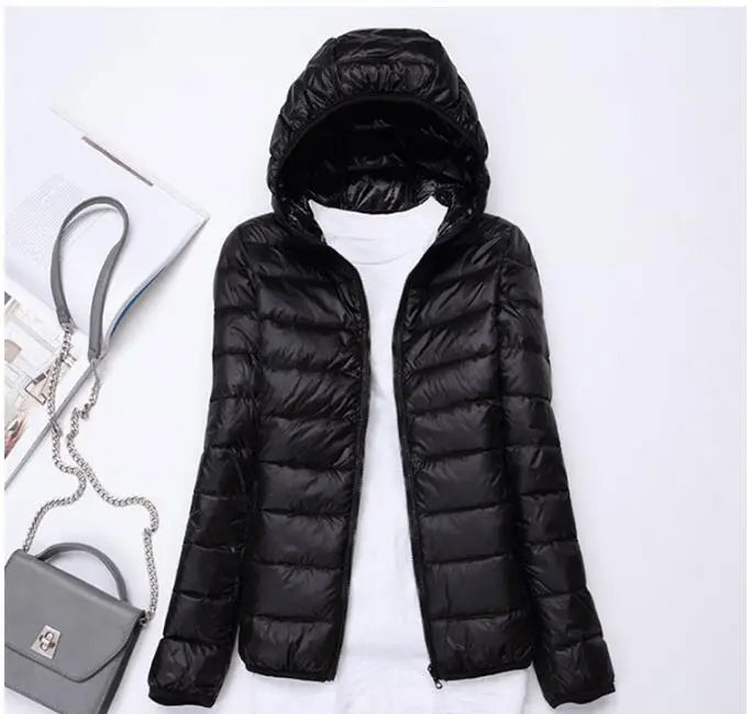 90% Ultralight Duck Down Jacket Women's Winter Hooded Short Slim Fit Down Jacket 2024 Fall/Winter Women's Down Jacket