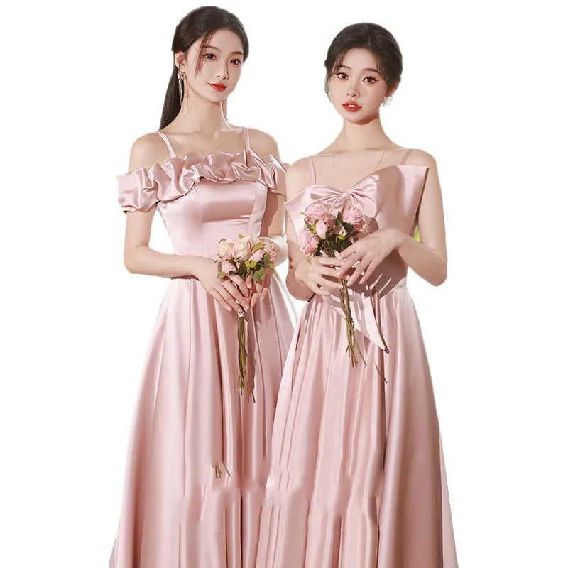 Bridesmaid Dresses Pink 2026 New Spring Wedding Satin High Sense Can Wear Sisters Evening Gown Dress Customized for Women