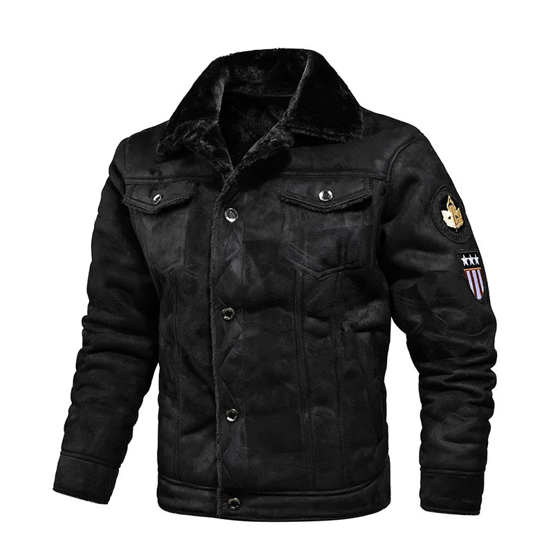 High Quality Leather Jackets Casual Man Winter Fleece Motorcycle Faux Leather Jacket Male Anti-wind Lapel Zipper Jackets Men