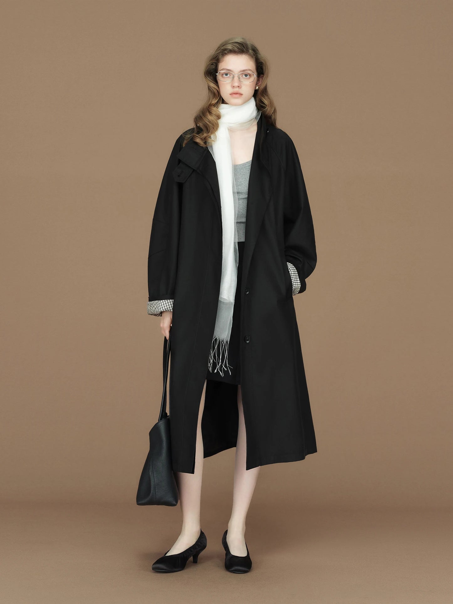 FSLE 2026 Womens British Trench Coat Contrast Cuff Stand Collar Heritage Workwear Style Pink Black Khaki Short Long Trench Coat