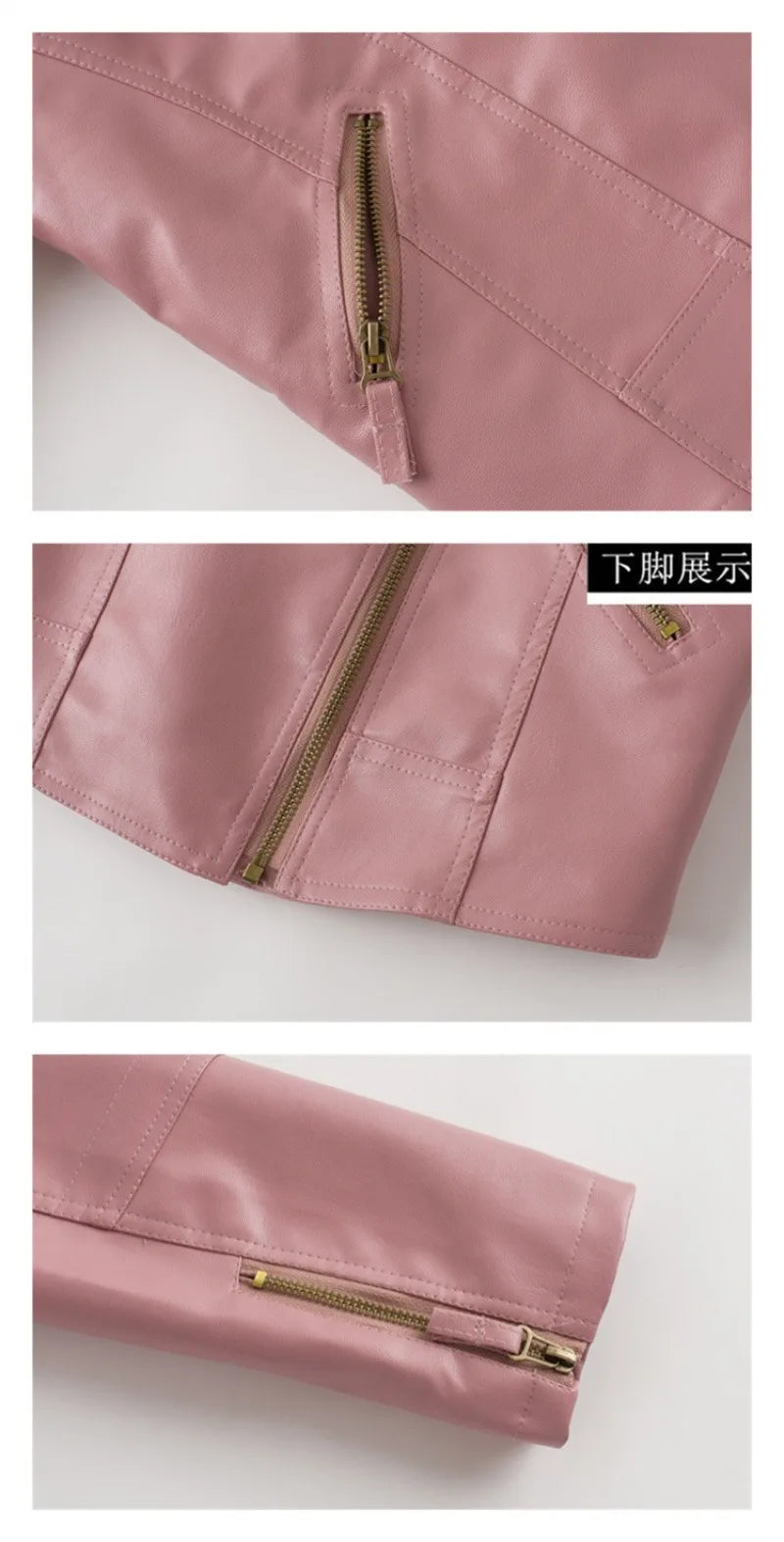 2026 Fashion Pink Black Leather Jacket Women's Short Coat Spring Autumn Zip-up Loose PU Leather Outerwear Student Casual Jackets