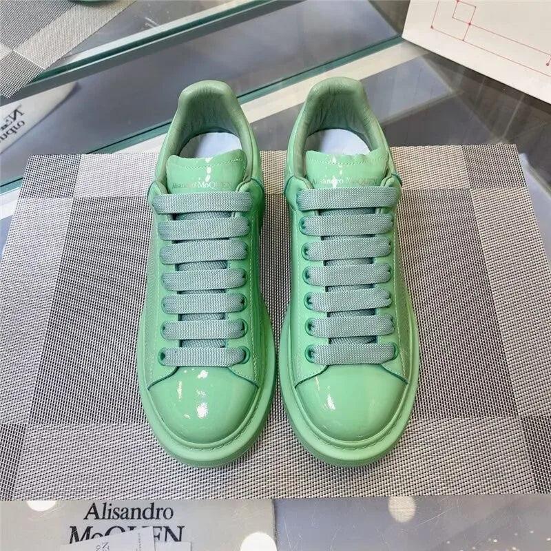 Sneakers Casual Men Designer Board Shoes Fashion Patent Leather/Denim Breathable Increased Internal Flat Platform Punk Shoes