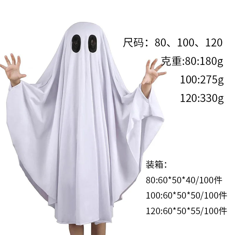 New Halloween Cloak White Ghost Pullover Cloak Kids Adult Horror Party Dress Up Cape Cosplay Costume