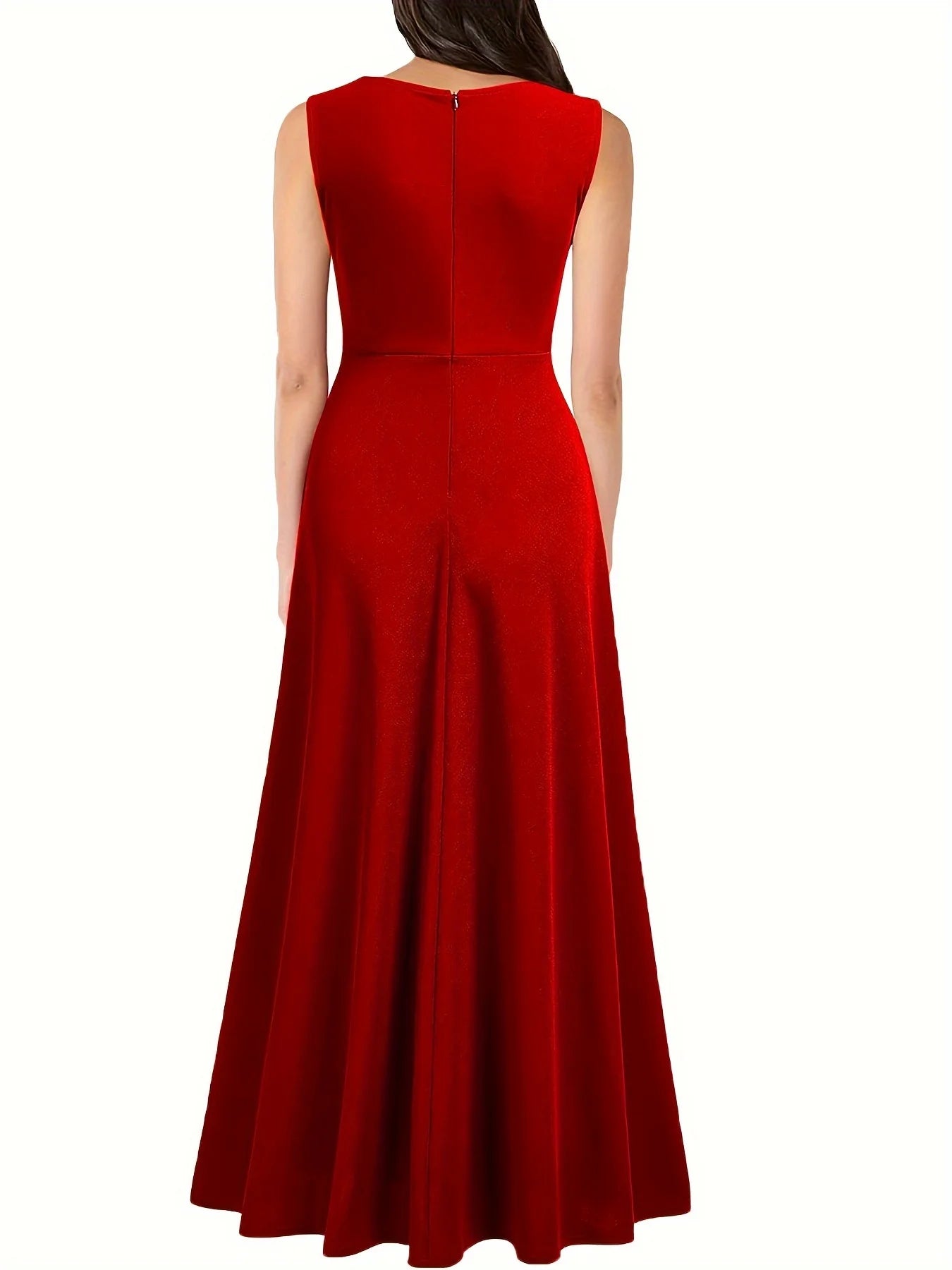 Womens Sexy Deep Neck High Split Sleeveless Formal Cocktail Party Floor Length Evening Long A-Line Wrap Maxi Dress