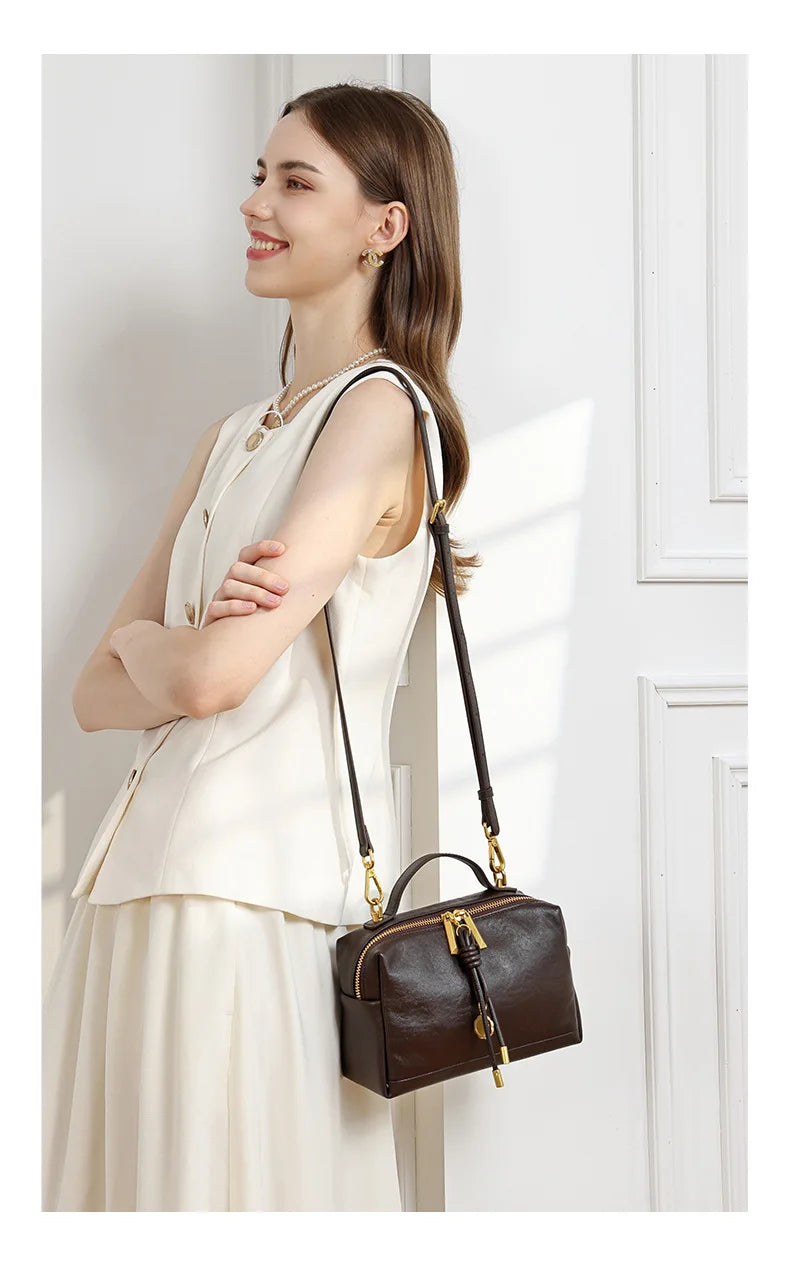YANATARI Luxury Handbags Female Crossbody Bags Shoulder Bag Women Bags New Fashion 2026 Genuine Cowhide Leather Satchel