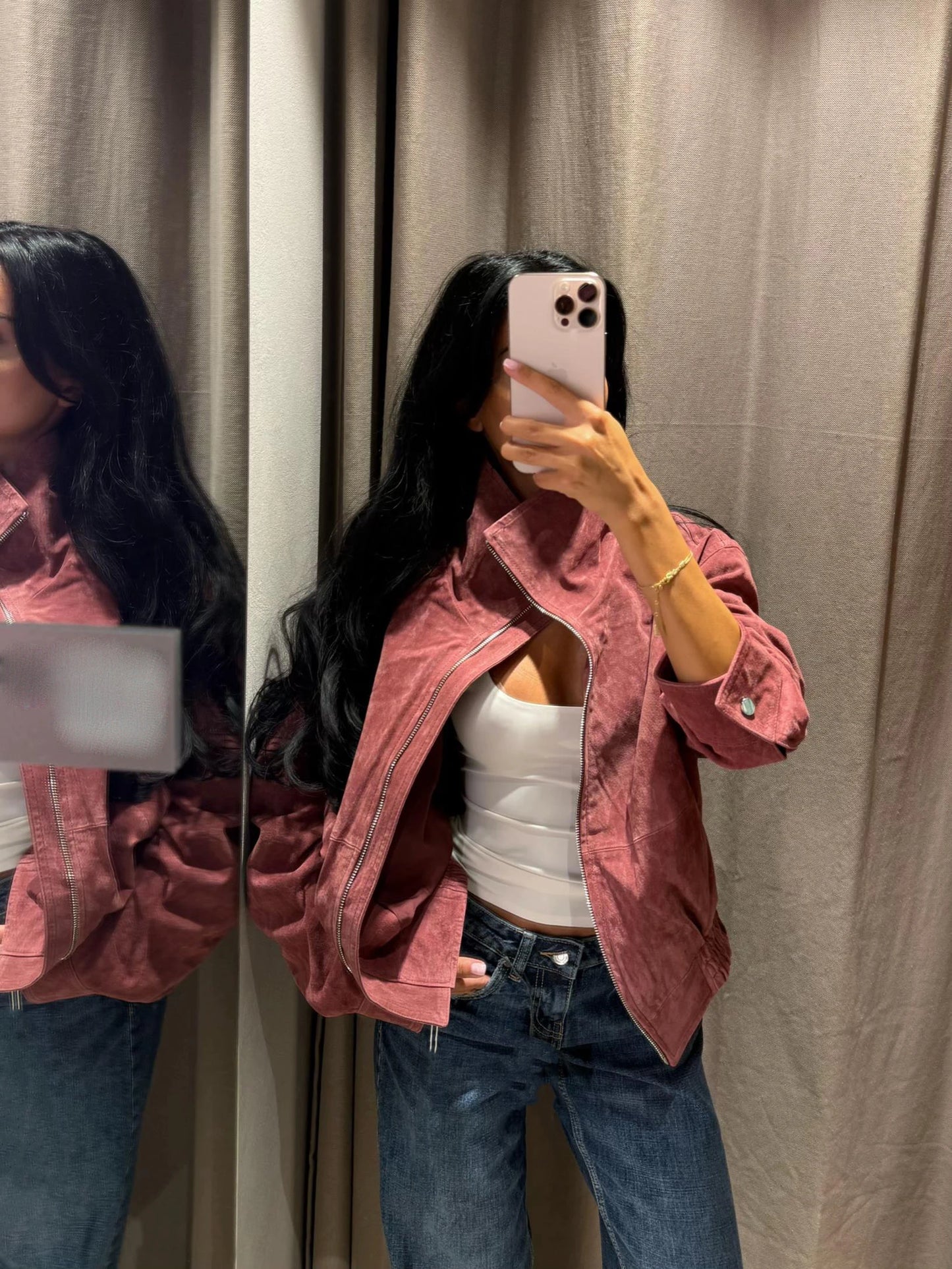 Women Stand Collar Leather Pilot Jacket Red Zipper Cropped Coat Fashion Casual Fashion Outerwear 2026 New Arrival Streetwear
