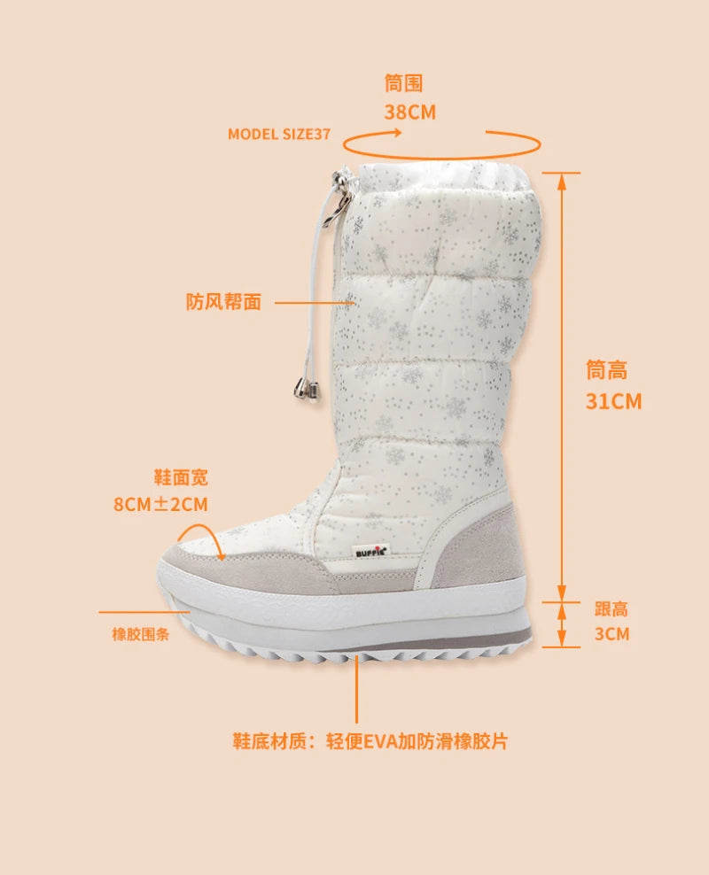 Large-Size Cotton Shoes For Winter Outdoor Thick Warm Cotton Shoes High-Top Snow Boots Winter Wild Plus Velvet Cotton Boots