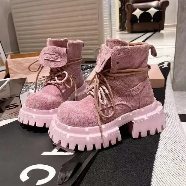 Ankle Boots for Women Designer Flats Platform Shoes Fashion Winter Dress Woman Boots 2025 New Suede Cozy Chelsea Botas De Mujer