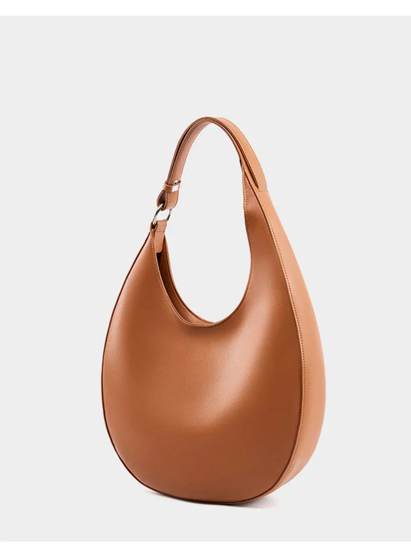 Genuine Leather Women Tote Bags Fashion Luxury Designer Women's Shoulder Bag Quality Cowhide Large Capacity Half Moon Handbags