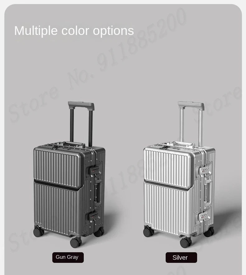 Front-opening Luggage with 24-inch Multi-functional Cup Holder Portable 20-inch Carry-on Suitcase 26-inch Large Capacity