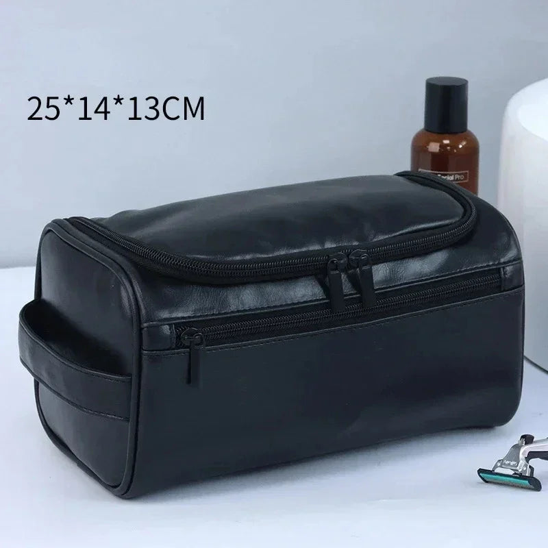 For Traveling Large Cosmetic Bag Leather Toiletry Bag for Men Women Dopp Kit Mens Hanging Toiletry Bag