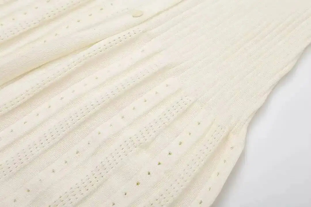 Elegant Knit Dress For Women White Slim O-neck Single Breasted Short Sleeve Long Dresses Female Spring Fashion Lady Robe T88X