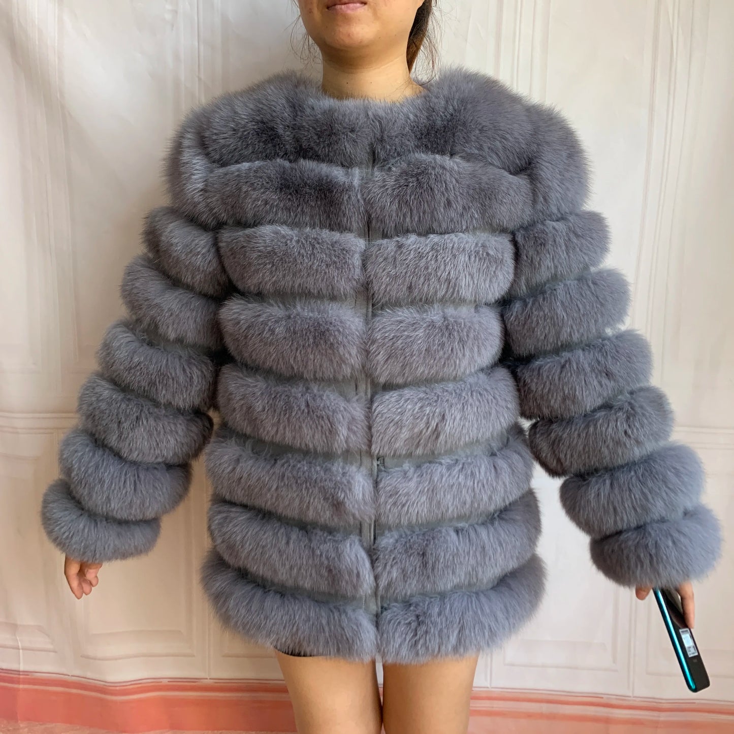 NEW Style Length Sleeves 4in1 Real Fur Coats Women Natural Real Fur Jackets Vest Winter Outerwear Women Fox Fur Coat Quality Fur