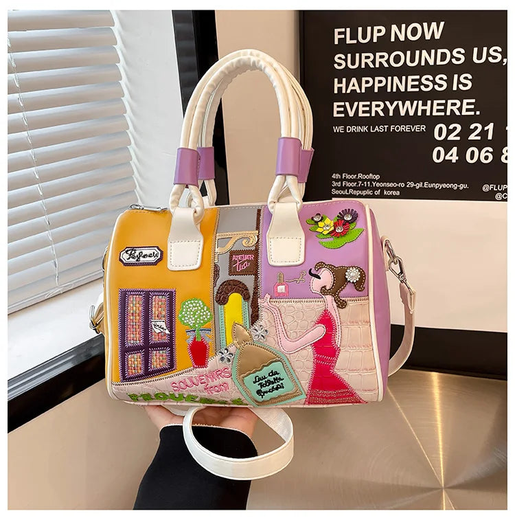 Design Patchwork Zipper 2026 Hot Sale Women's Bags Retro High Quality Women's Bags PU New Personality Stylish Shoulder Bags