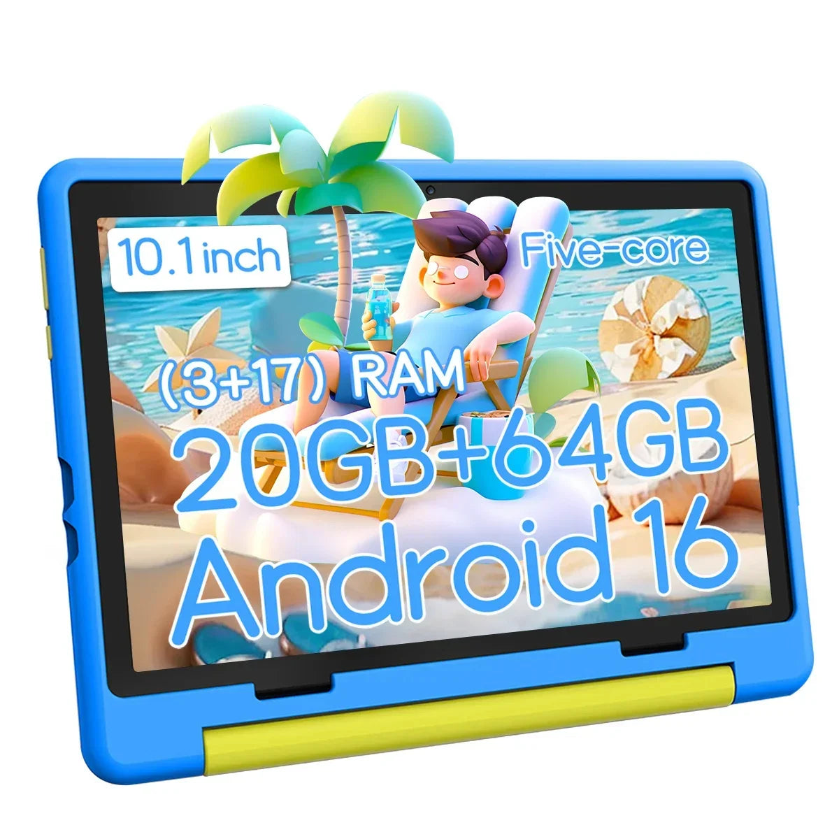 Newest Kid Tablet Android16 Tablet for Kids 10 inch 20GB+64GB 6000mAh with Case 1TB Expand for Toddler Children Parental Control