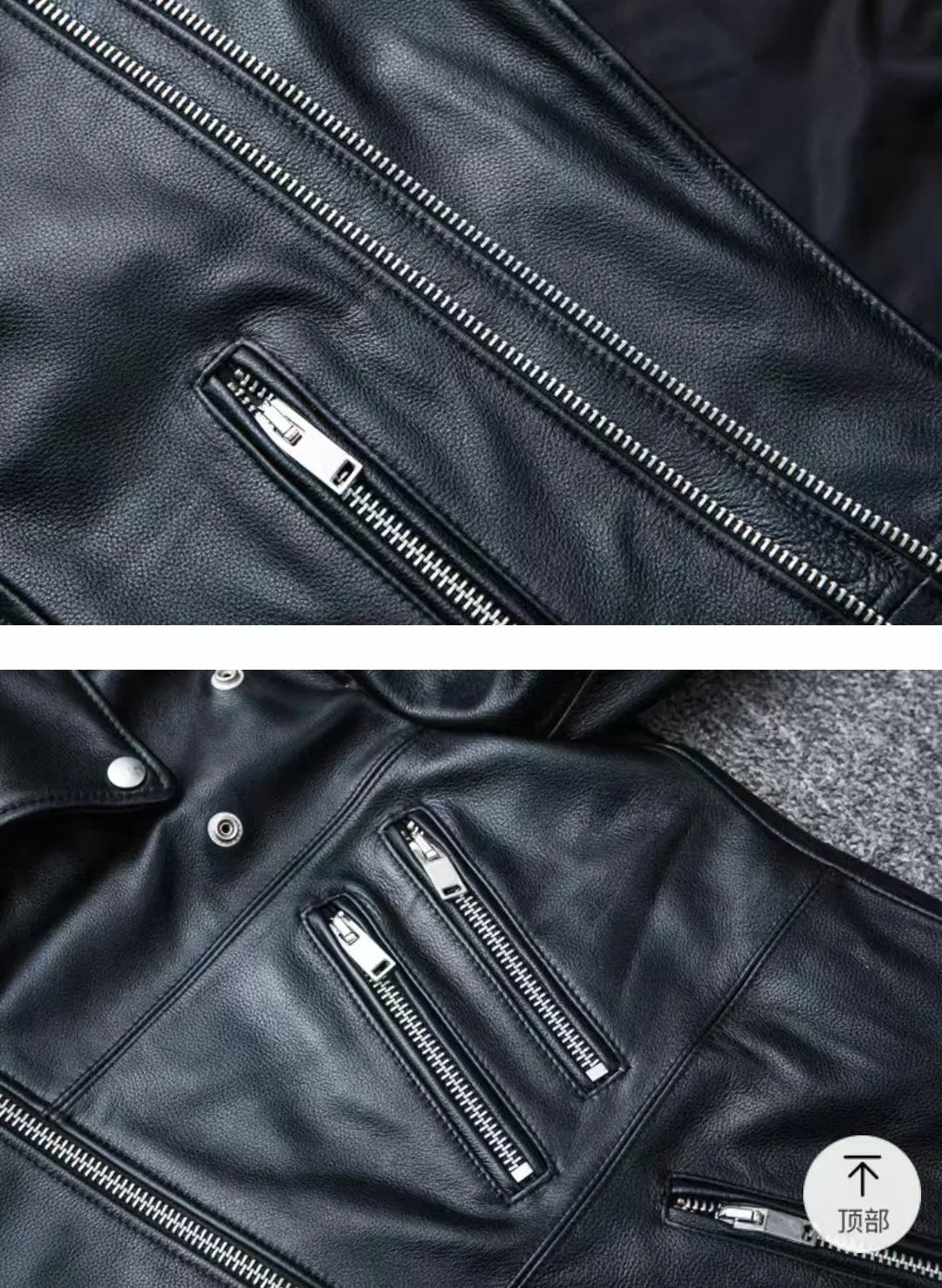 Winter and Autumn Men's Oversized Button-down PU Leather Coat with Multiple Zippers Polo Jacket, with Many Zippers