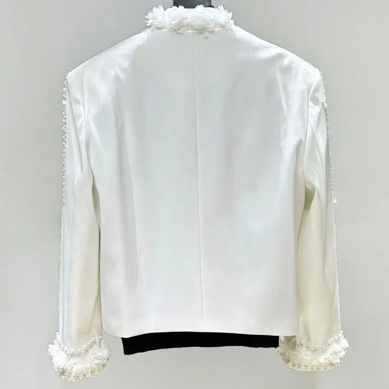 Fashion Men's Jacket Spring Autumn High-End Pearl Niche Personality Design Short Men's Stand Collar Coat