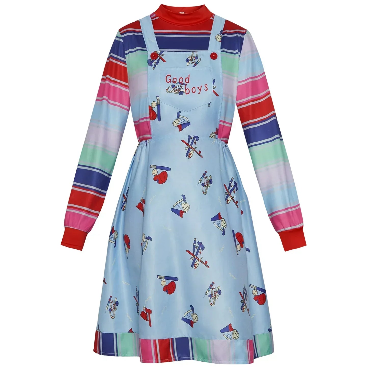 Movie Chucky Cosplay Costume Adult Unisex Dress Top Overall Pants Suit Halloween Uniform Outfit Performance