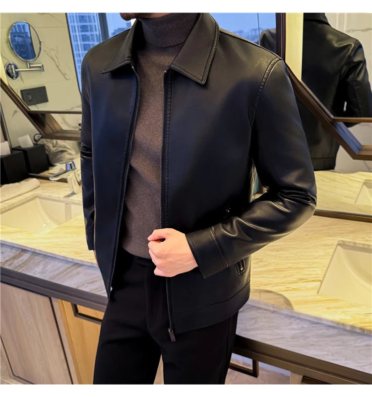 Men's 2026 Motorcycle Biker Jacket, Faux Leather PU Motorcycle Jacket, Slim Fit Stand Collar, Streetwear Zipper Jacket