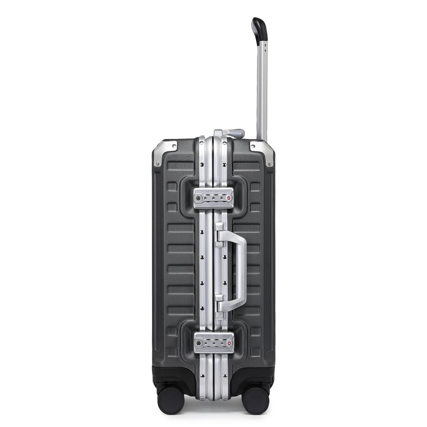 Hard Case Suitcase Trolley Aluminum Frame suitcase PC hand luggage with 4 Rolls TSA Check-in Luggage Trackcase Black