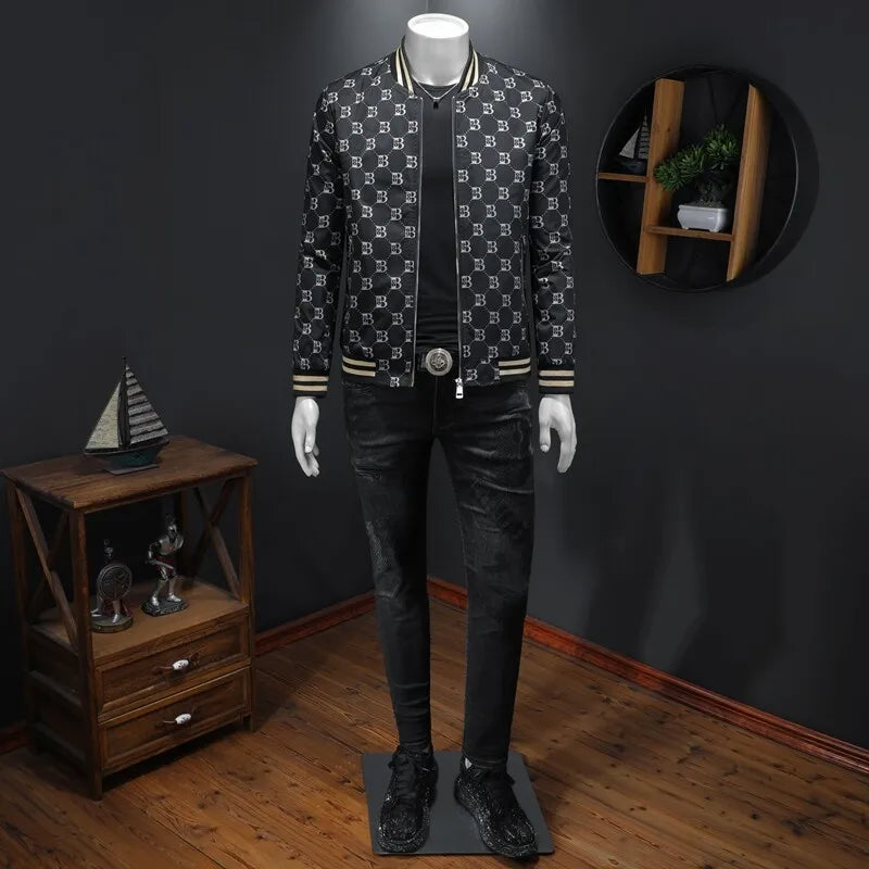 Luxury Letter Printed Baseball Jacket Men Autumn Winter Bomber Jacket Men Casual Business Windbreaker Coat Men Clothing 2025