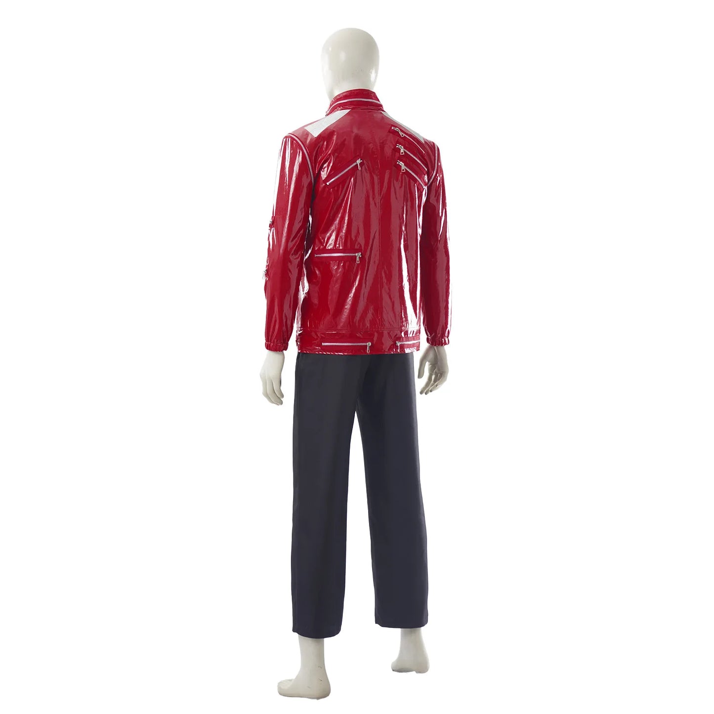 Red Zipper Michael Jackson MJ Beat It Jacket for Impersonators PU Leather Punk Casual Coat Halloween Stage Christmas Outwear