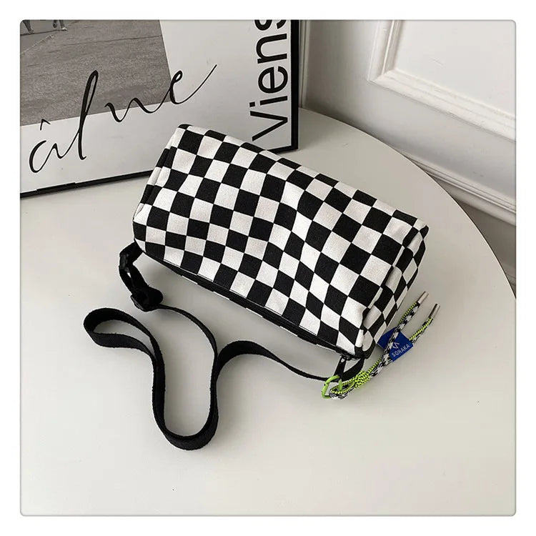 Plaid Shoulder Bag for Women Handbag CrossBorder Canvas Leisure  Fashion Bag Ladies Embroidered Han Female Pocket Purse