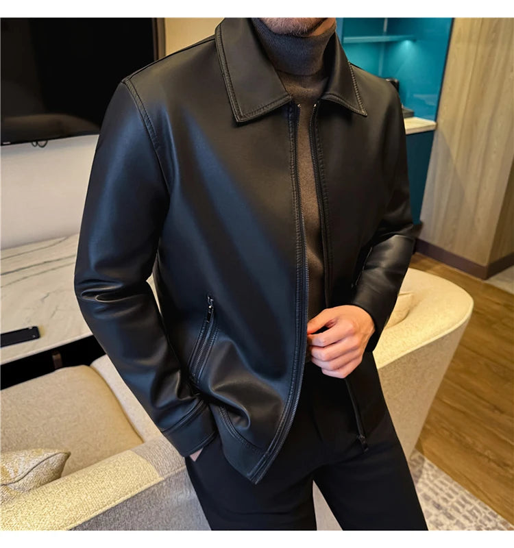 Men's 2026 Motorcycle Biker Jacket, Faux Leather PU Motorcycle Jacket, Slim Fit Stand Collar, Streetwear Zipper Jacket