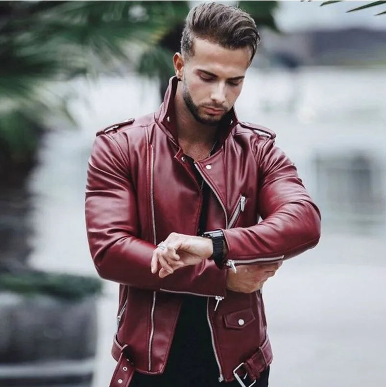 New Men's Autumn Winter Fashion PU Leather Jackets Plus Size 4XL 5XL Slim Leather Jackets Male Jackets for Men Coats Clothing