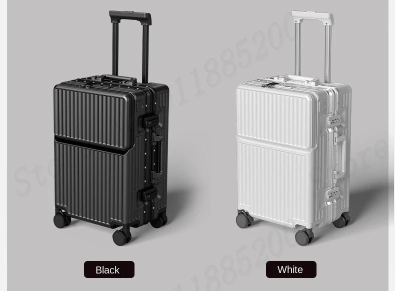 Front-opening Luggage with 24-inch Multi-functional Cup Holder Portable 20-inch Carry-on Suitcase 26-inch Large Capacity