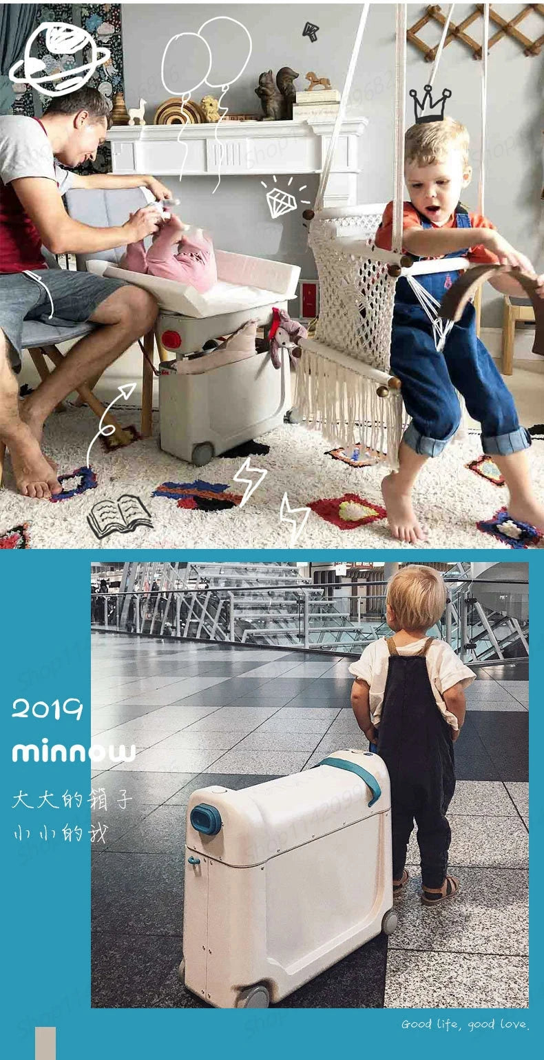 Children's Luggage Can Lie Down Can Sit Can Ride Multi Purpose Child Cabin Suitcase ABS Multifunctional Baby Traveller's Bed