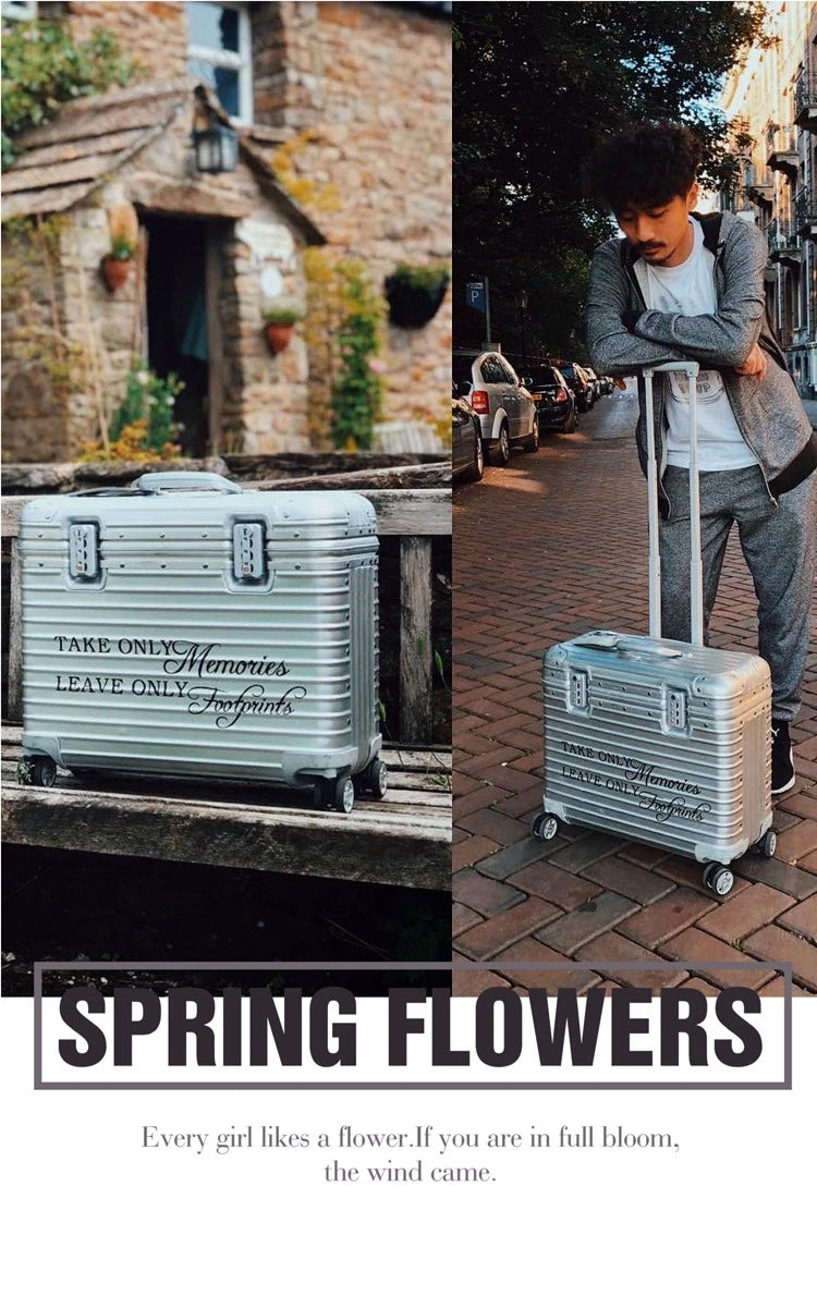 All Aluminium Magnesium Alloy Captain's Luggage Top Flap Camera Case 18/20‘’ Cabin Suitcase 22/24‘’ Trolley Case