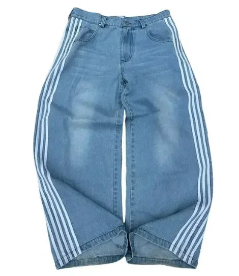 New Jeans Female Y2K American Harajuku Retro Washed Loose Jeans Street Fashion Casual Gothic High Waist Pants For Men and Women