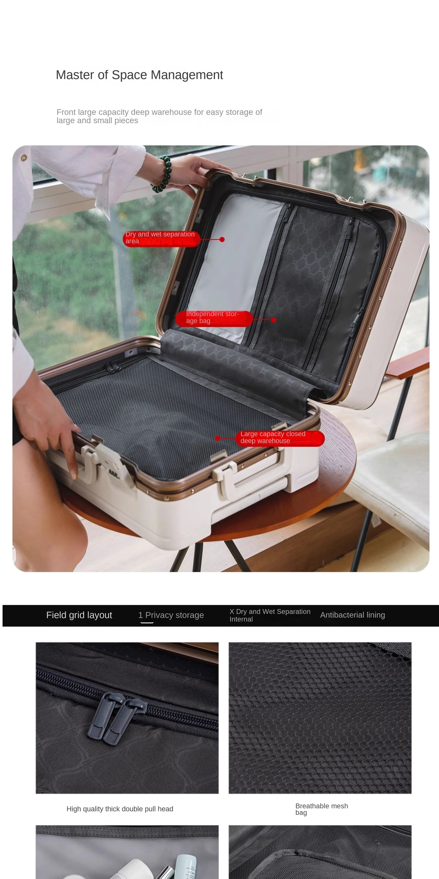 Gilding Aluminum Frame Suitcase Thickened PC Multifunctional 20 inch Boarding box Morandi Color Series 24/ 26 inch Trolley Case
