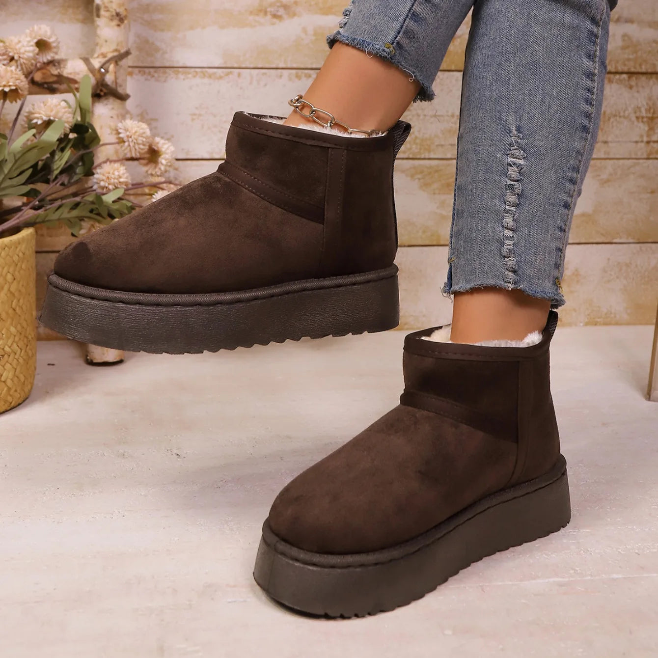 Real Sheepskin Wool Low-cut Warm Comfortable Shoes Women Fashion Short Shoes 2025 New Winter Warm Boots Fur Ladies Snow Boots