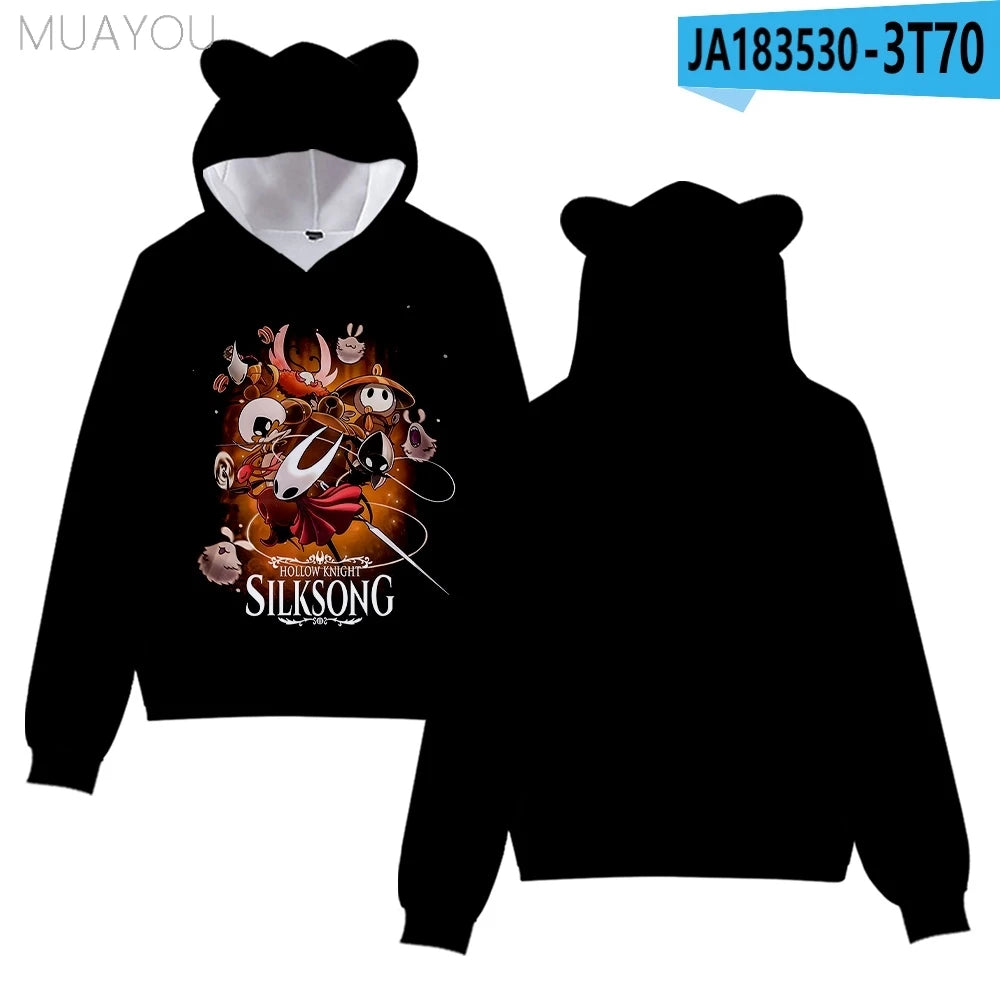 Hollow Knight Silksong kids hoodies Sweatshirts 3D Printed Cat's Ears Anime Casual Pullovers Men Women hoodie
