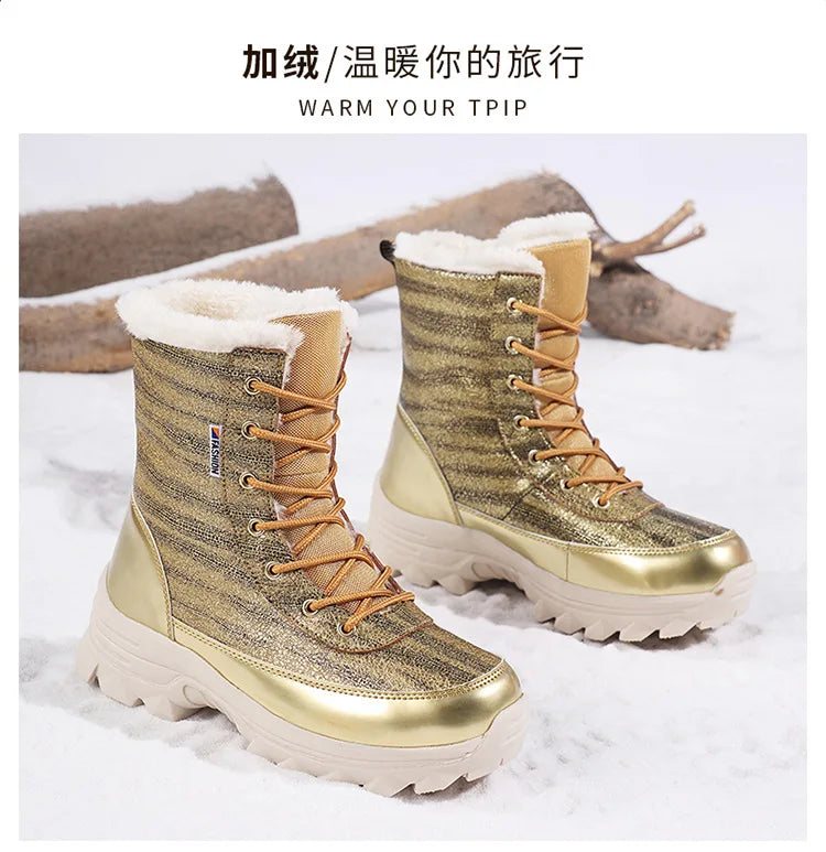 Women's Winter Boots 2026 New High-top Plush Warm Snow Boots for Women Thickened for Extreme Cold Areas Outdoor Boots
